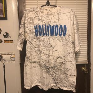 Hollywood, California Road Map T-shirt 1990’s